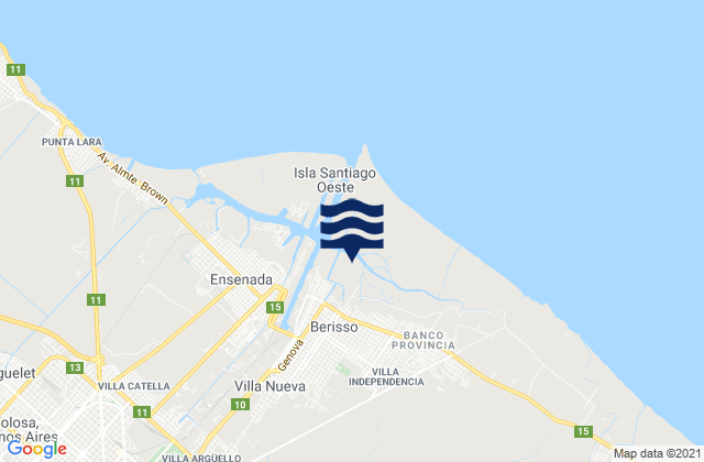Mapa da tábua de marés em Berisso, Argentina