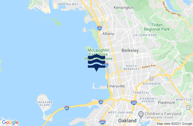 Mapa da tábua de marés em Berkeley Yacht Harbor, United States