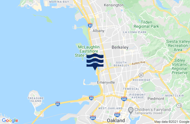 Mapa da tábua de marés em Berkeley Yacht Harbor .9 mi S, United States