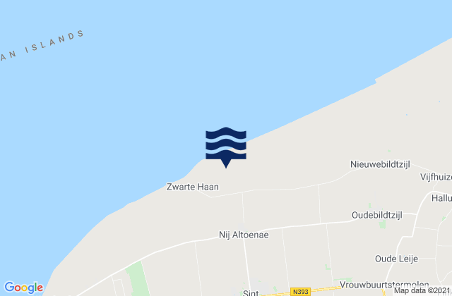 Mapa da tábua de marés em Berltsum, Netherlands