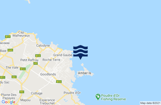 Mapa da tábua de marés em Bernache, Reunion