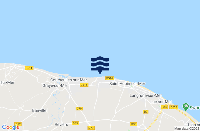 Mapa da tábua de marés em Bernières-sur-Mer, France