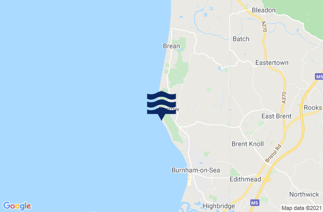 Mapa da tábua de marés em Berrow Beach, United Kingdom