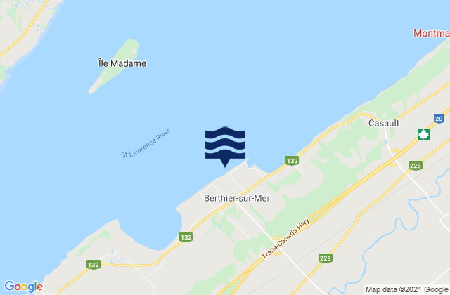 Mapa da tábua de marés em Berthier, Canada