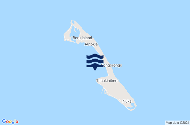 Mapa da tábua de marés em Beru, Kiribati
