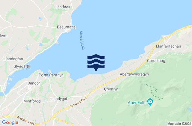 Mapa da tábua de marés em Bethesda, United Kingdom