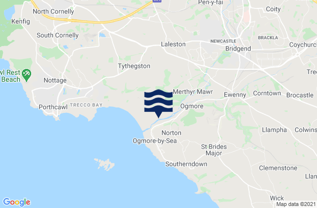 Mapa da tábua de marés em Betws, United Kingdom