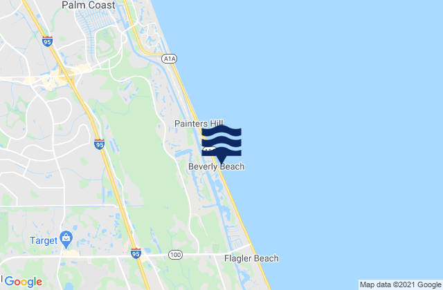 Mapa da tábua de marés em Beverly Beach, United States