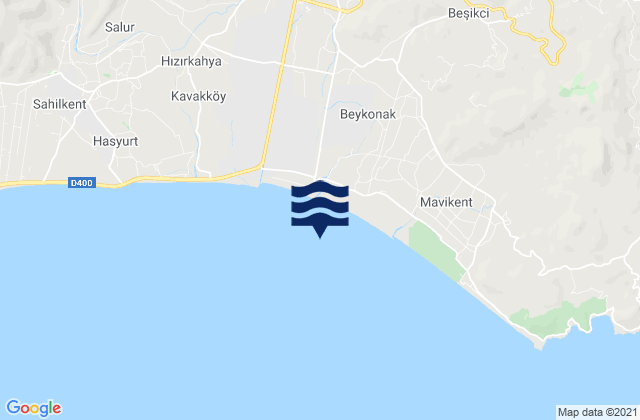 Mapa da tábua de marés em Beykonak, Turkey