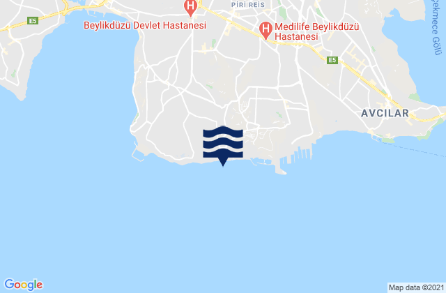 Mapa da tábua de marés em Beylikdüzü, Turkey