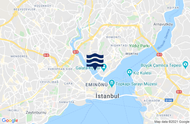 Mapa da tábua de marés em Beyoğlu, Turkey