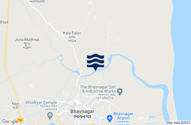 Mapa da tábua de marés em Bhavnagar, India