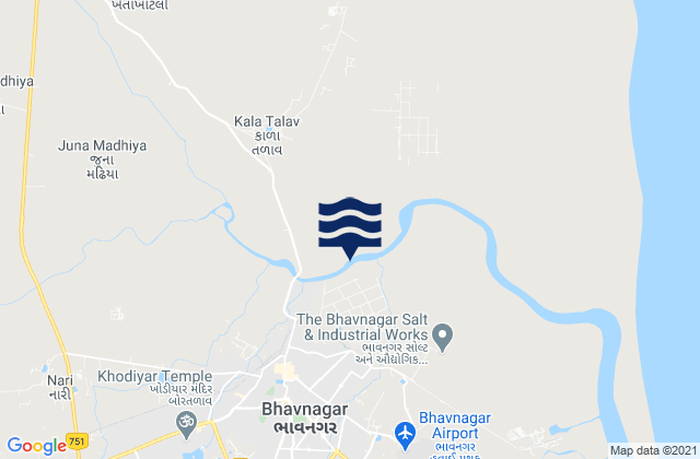 Mapa da tábua de marés em Bhāvnagar, India