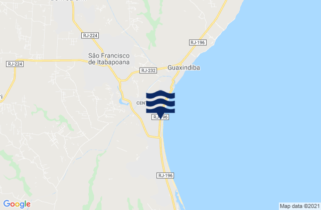 Mapa da tábua de marés em Biboca, Brazil