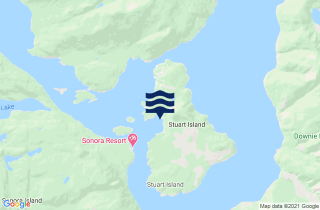 Mapa da tábua de marés em Big Bay, Canada