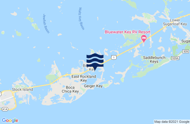 Mapa da tábua de marés em Big Coppitt Key, United States