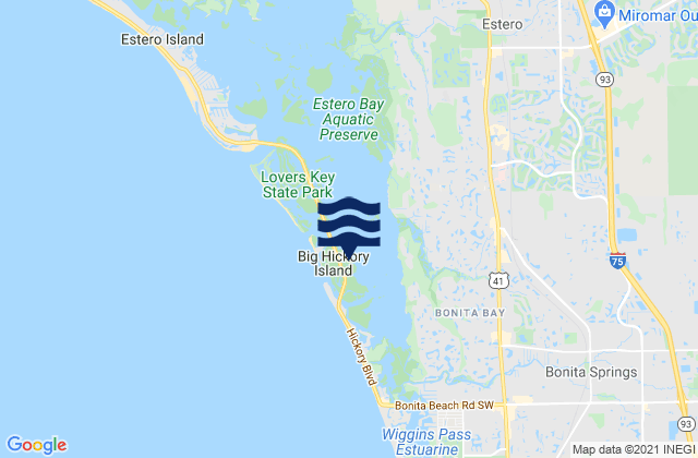 Mapa da tábua de marés em Big Hickory Island, United States