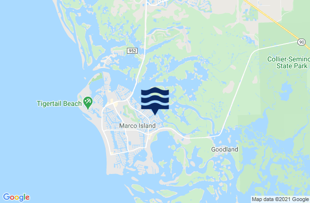 Mapa da tábua de marés em Big Marco Island, United States