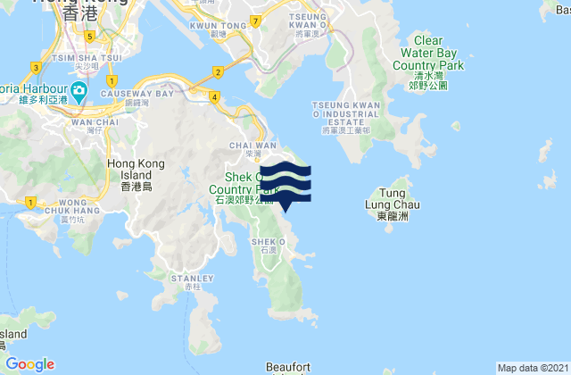 Mapa da tábua de marés em Big Wave Bay, Hong Kong