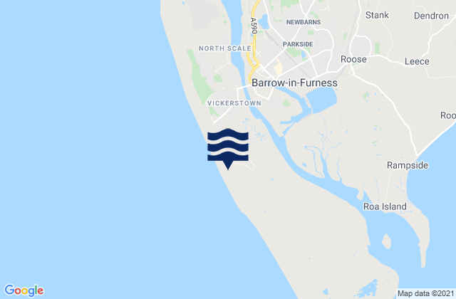Mapa da tábua de marés em Biggar Bank Beach, United Kingdom