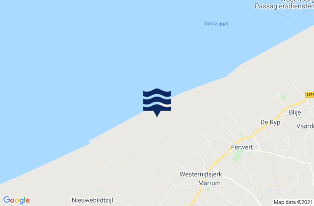 Mapa da tábua de marés em Bilgaard, Netherlands