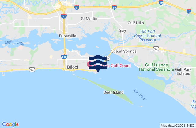 Mapa da tábua de marés em Biloxi (Cadet Point) Biloxi Bay, United States