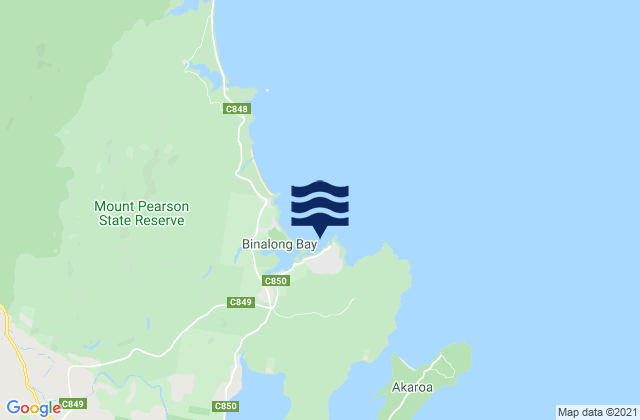 Mapa da tábua de marés em Binalong Bay, Australia