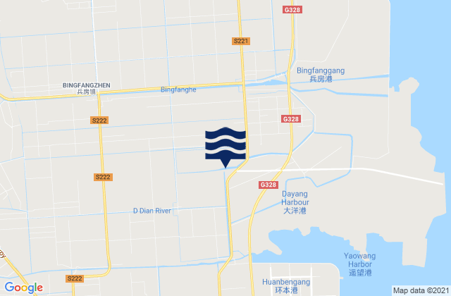 Mapa da tábua de marés em Bingfang, China
