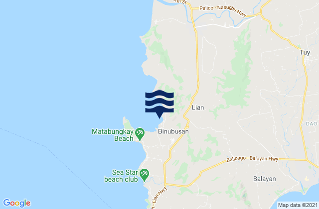 Mapa da tábua de marés em Binubusan, Philippines