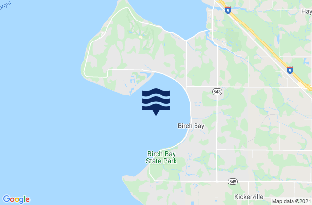 Mapa da tábua de marés em Birch Bay, United States