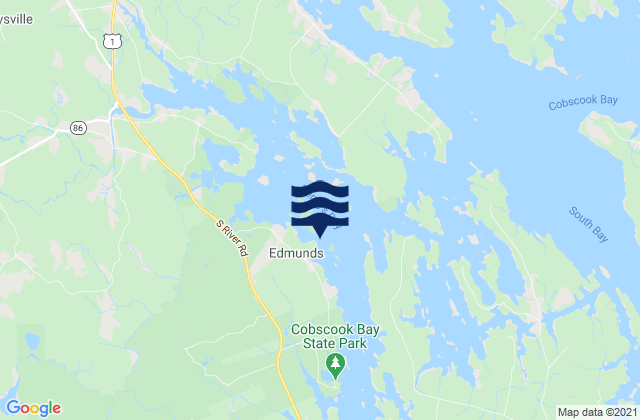 Mapa da tábua de marés em Birch Islands, Canada