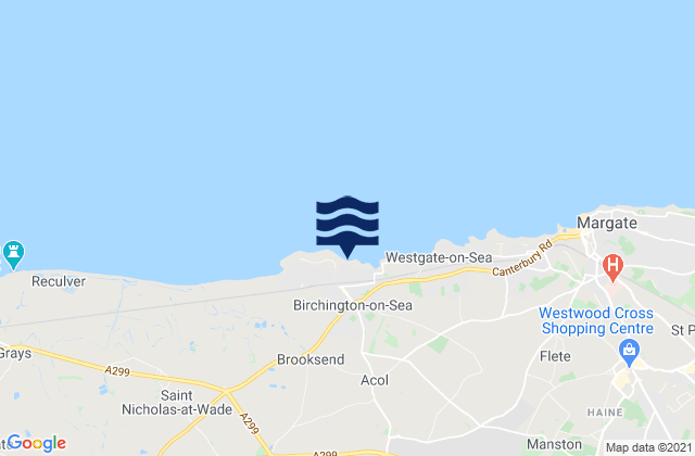 Mapa da tábua de marés em Birchington-on-Sea, United Kingdom