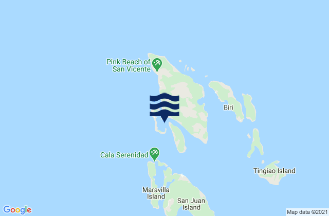 Mapa da tábua de marés em Biri Island, Philippines