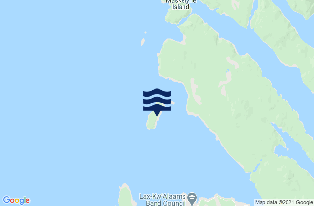Mapa da tábua de marés em Birnie Island, Canada