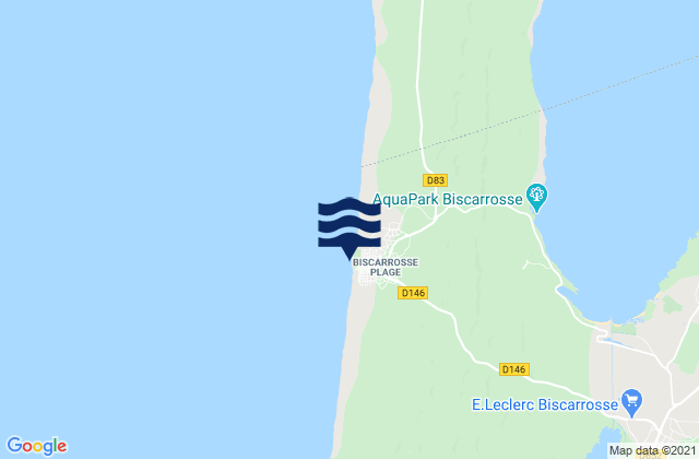 Mapa da tábua de marés em Biscarrosse-Plage, France