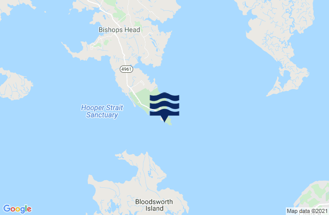 Mapa da tábua de marés em Bishops Head Hooper Strait, United States