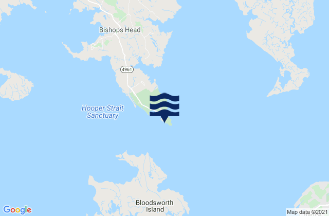 Mapa da tábua de marés em Bishops Head, United States