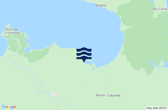 Mapa da tábua de marés em Bisira, Panama