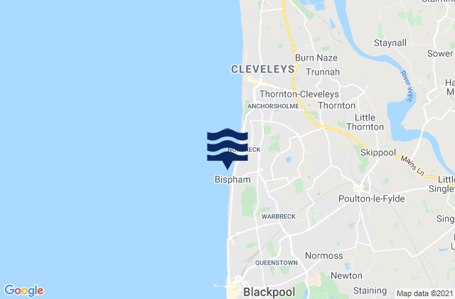 Mapa da tábua de marés em Bispham Beach, United Kingdom