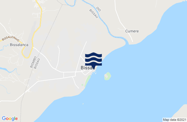 Mapa da tábua de marés em Bissau, Guinea-Bissau