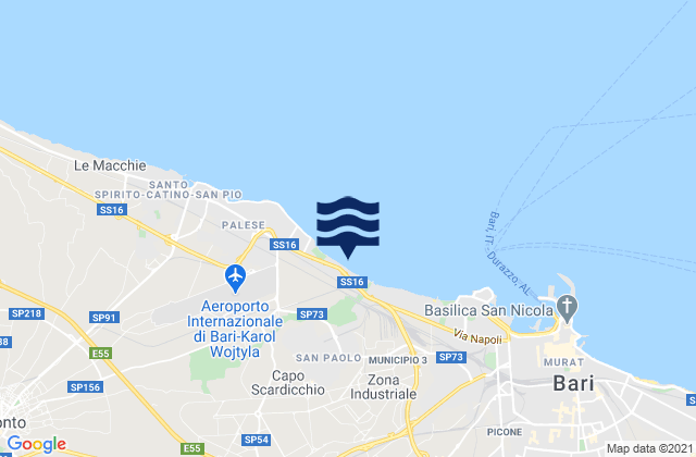 Mapa da tábua de marés em Bitetto, Italy