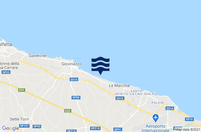 Mapa da tábua de marés em Bitonto, Italy