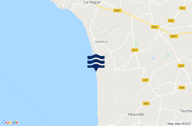 Mapa da tábua de marés em Biville, France