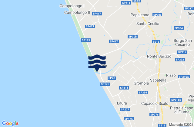 Mapa da tábua de marés em Bivio Santa Cecilia, Italy