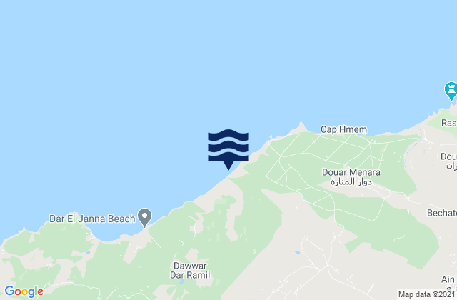 Mapa da tábua de marés em Bizerte Sud, Tunisia