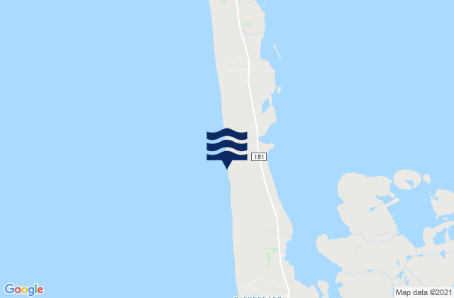 Mapa da tábua de marés em Bjerreborg Strand, Denmark