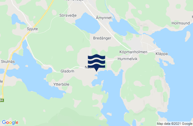 Mapa da tábua de marés em Bjästa, Sweden