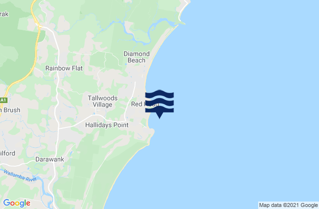 Mapa da tábua de marés em Black Head Bay, Australia