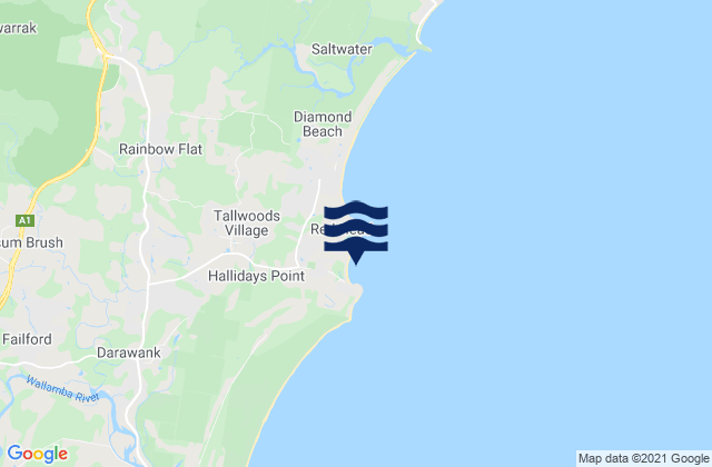 Mapa da tábua de marés em Black Head Beach, Australia