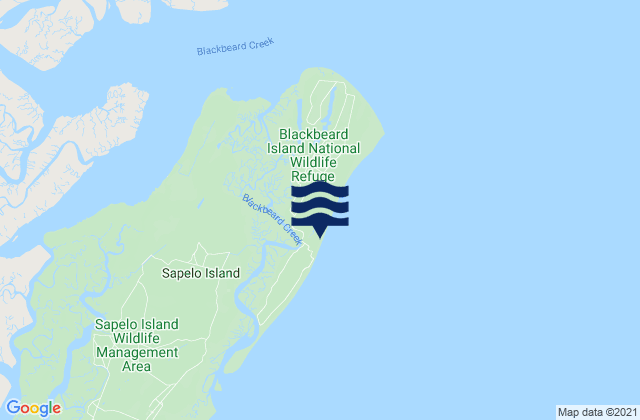 Mapa da tábua de marés em Blackbeard Creek (Blackbeard Island), United States